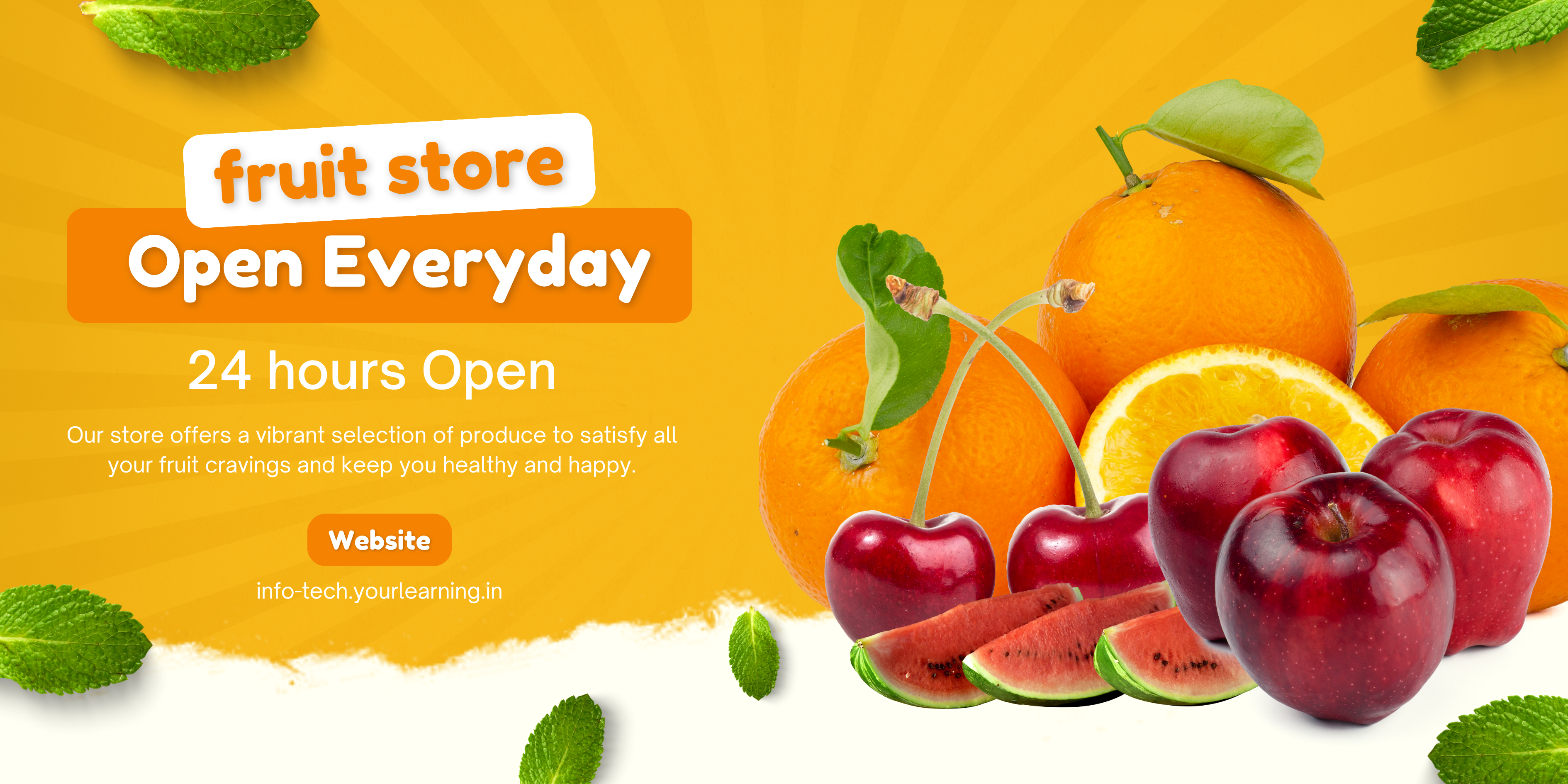 Yellow Modern Fruit Store Promotion Banner